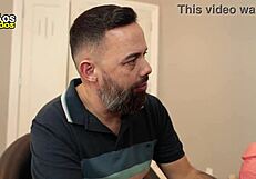 The old man gives a huge dildo to the naughty boy before the gay blowjob.