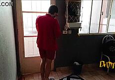 Halloween threesome with big black cock brings intense orgasm.