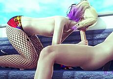 Harley Quinn femboy skills in yaoi anime 3some