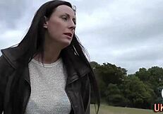 Mature British MILF in stockings sucks big cock for cum