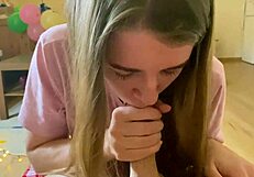 Teen Sucks Sloppy Until Tears Stream Down Face