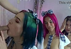 jazmin gets her throat fucked kneeling with friends