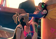 Horny Mercy Gives Dva Deep Throat Blowjob in Anime Action!