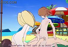 Chihiro and Hiyoko Enjoy Anal Sex on the Beach