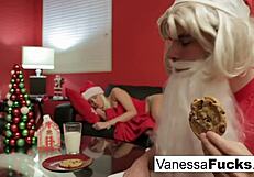 vanessa lets santa fuck her tight wet pussy in the cage