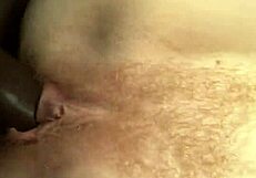 hot redhead with hairy pussy moaning while big black cock pounds her hard