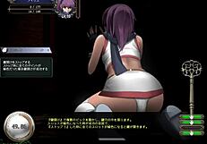 Playing this hentai rpg game with asian characters in leggings.