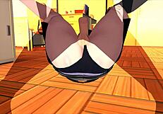 Japanese female boss rides employee in 3d hentai orgasm