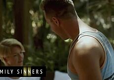 Kit Mercer's perfect tits bounce as she rides stepson Van Wylde's huge cock hard