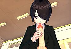 Japanese female boss rides employee in 3d hentai orgasm