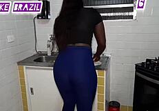 Fernanda Chocolate Hungry for Sex After Gym on Sofa