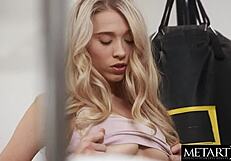 Watch Cute Blonde Babe With Big Pussy Lips Masturbate In Doggystyle Position To Wild Orgasm At The Gym