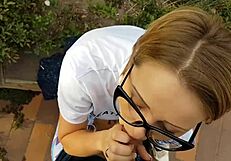 See how she handles this huge mushroomhead cock and pleads for cum on her face?