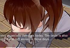 karin hides under desk in school blazer love