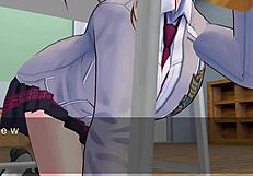 karin hides under desk in school blazer love