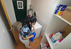 latina maid gets rough on the laundry machine