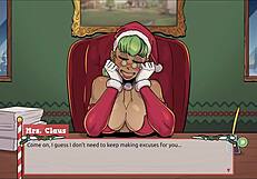 Claus Secret Surprise Xmas Hentai Game Ep 5 Femboy Covers Santa Elf Face with Cum