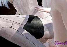 nier automata a2 gets intense multicum in hentai cosplay