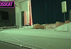 step mom shares hotel bed, son bangs tight pussy