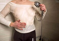 Hot MILF Soaks in Shower Wearing Tight Control Top Pantyhose for Wild Fetish Fun