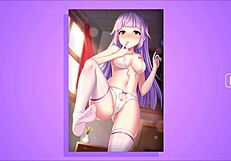 Beautiful young hentai girl slowly undresses revealing big tits and pussy