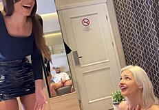 petite blonde does blowjob couple porn casting with real couple - pov double bj