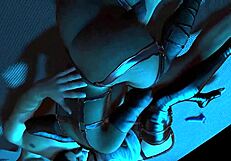 guy spoons two ladyboys, gets blowjob