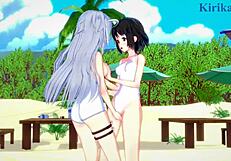 Miku and Laura engage in lesbian anime play