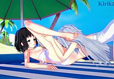 Miku and Laura engage in lesbian anime play