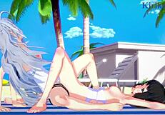 Miku and Laura engage in lesbian anime play