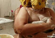 hey, big-boobs wife gives hubby a boob massage then climbs on for blowjob