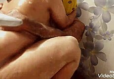 hey, big-boobs wife gives hubby a boob massage then climbs on for blowjob