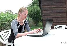 Cindy Picardie gets hard ass drilling in the garden