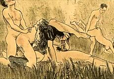 Vintage erotic cartoon illustration from anime