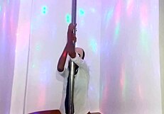 Skinny Brunette Student Dances on Pole for Teacher on Halloween in Homemade Latina Porn