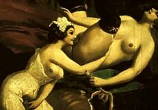 Vintage erotic cartoon illustration from anime