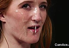 Slutty Babe Receives Sperm Load On Her Face In Blowbang