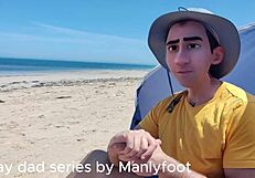 Step gay dad fucks twink in public 3D hentai. Clothing optional beach fun.