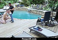 submit for deep cavity search, gay security officer tells twink burglar