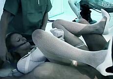 Sluts endure intense filling of mouth and pussy by monster cocks in group fuck