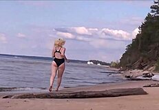 Amateur Big Tits Soaked in Sea Bath Scene