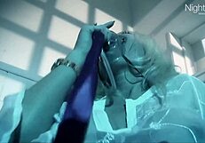 Sluts endure intense filling of mouth and pussy by monster cocks in group fuck