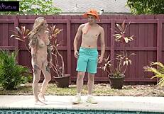 Lonely MILF Craves Pool Boy's Monster Cock Intensely