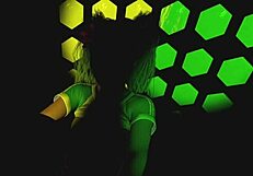 Beautiful teen riding big cock in club with tan lines