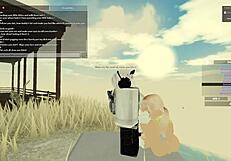 Blonde deepthroat and anal action in wild Roblox porn!