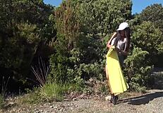 suzie q masturbates with dildo outdoors
