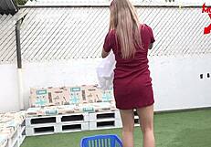 sexy neighbor blonde visits and chats intimately - homemade