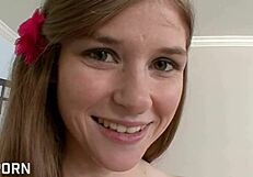 hot american brunette teen reveals her hairy pussy