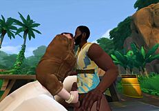 sims 4 black man drills lara croft with monster cock in jungle camp