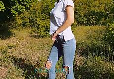 outdoor masturbate with stepsister and big cock